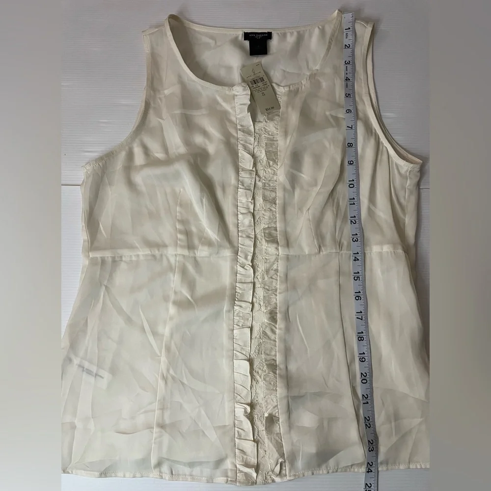 Ann Taylor Satin & Lace Cream Ivory Tank Blouse Size 8 Medium